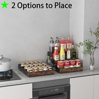 Rak Bumbu Dapur 3 Tingkat Lipat dari Baja Karbon Multifungsi untuk Lemari dan Meja Dapur