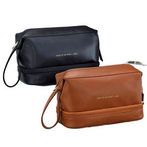 Women's Portable <b>Makeup</b> <b>Case</b> PVC Canvas & PU Leather Zipper Closure Travel Cosmetic Bags with Logo Pattern Brush Holder - Product Image 1