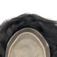 Perruque Homme en Cheveux Remy Noirs Lisses, Système de Remplacement Capillaire, Base en Soie, Toupet M-Lace, Qualité Supérieure, Vente en Gros Usine AU United