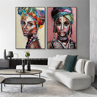 Peintures à l'huile sur toile acrylique tendue, décor mural personnalisé Ruicheng, œuvre d'art moderne pour l'hôtellerie, portrait de femmes africaines