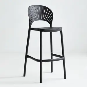 新型现代高品质塑料椅可叠放酒吧椅餐厅咖啡厅餐椅高酒凳