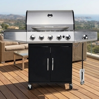 Barbecue portable à 6 brûleurs GPL réglables, pliable, pour table extérieure, chariot de transport, montage facile, acier moderne thermolaqué