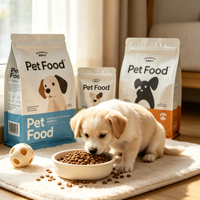 Sacs d'emballage pour aliments pour animaux de compagnie, personnalisés, imprimés, recyclables, finition mate, fond plat, sac en mylar avec fermeture éclair réutilisable, 1 kg, 3 kg