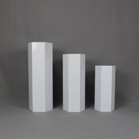 Pieds de présentation cylindriques noirs modernes en fer pour mariages, événements, plateformes de présentation carrées et fêtes hexagonales