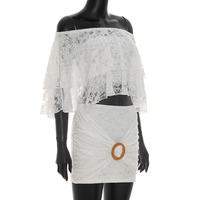 Ensemble jupe d'été pour femme Viviblook J26ST143, haut court sexy en dentelle à épaules dénudées et mini-jupe moulante, ensemble décontracté