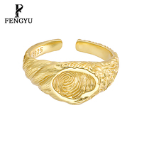 Bague signet à empreinte digitale plaquée or 18 carats pour femmes, bague ajustable, argent sterling 925, bijoux fins personnalisés, vente en gros