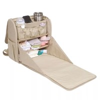 Sac à dos multifonctionnel pour bébé, idéal pour les sorties et le quotidien, avec double bandoulière et fixation pour poussette, porte-bouteille et matelas à langer.