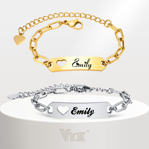 Braccialetto Geometrico a Cuore in Acciaio Inossidabile Personalizzato Goldix, Regalo di Compleanno per Neonati, Nome del Bambino, Cristiani, Quarzo - Product Image 6