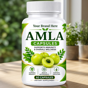 Cápsulas de Suplemento Dietético Herbal de Amla de Marca Privada, Veganas, Antioxidantes, para el Crecimiento del Cabello, Equilibrio del pH, para Adultos y Niños, OEM/ODM - Product Image 1