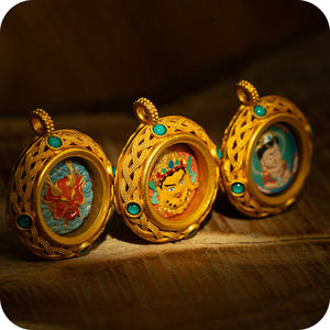 Tsa Tsa Thangka en cuivre peint à la main, Zhakilam, huit grands gardiens, accessoires en relief, Tara verte, Manjushri, cinquième Seigneur, haut niveau - Product Image 3