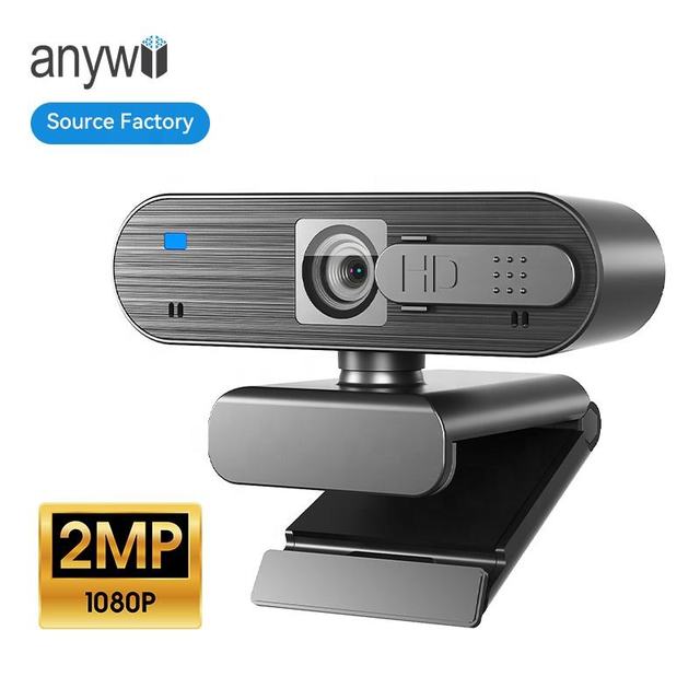 Anywii 1080P HD USB Computer Webcam with CMOS Sensor Auto Focus Microphone-in Stock 1 Year Warranty Black