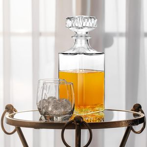 Decanter da 25 once 750ml quadrato Decanter per vino in cristallo pesante Decanter Set di Decanter per vino vecchio stile - Product Image 4