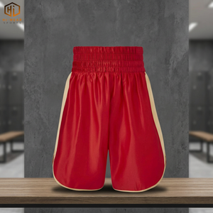 Pantalones Cortos de Boxeo Rojos Unisex para Adultos, Elásticos, Duraderos, de Secado Rápido, 180g, Poliéster, Ropa de Artes Marciales, Corte Regular - Product Image 3