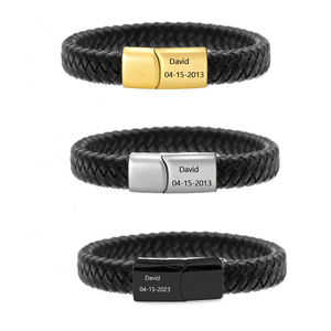 Pulsera con Grabado de Logotipo Personalizado, Cierre Magnético de Acero Inoxidable, Pulseras de Cuero para Él, Regalos de Joyería para Miembros del Club - Product Image 2