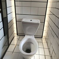 GREPL WC moderne deux pièces à double chasse, siphon en S, en céramique blanche, avec couvercle de siège en PP, fonction de lavage des fesses, à poser au sol, pour hôtels