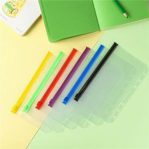 สมุดโน๊ตยึดจับ6รูแผ่น PVC สีใหม่ภายในมีซิป A6เครื่องเขียน - Product Image 2