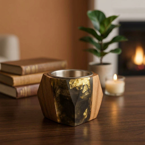 Quemador de Incienso Geométrico de Bambú Hecho a Mano, Difusor de Aroma con Hoja de Oro y Resina, Soporte de Metal para el Hogar, Hotel, Restaurante, Aromático, MOQ Bajo - Product Image 1