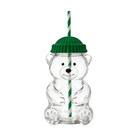 Bouteille en forme d'ours en gros, 600 ml, avec couvercle en silicone pour jus, lait, café, mug, décoration avec bouchon en silicone vert