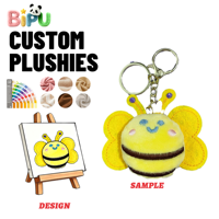 Porte-clés en peluche abeille de dessin animé personnalisé, pendentif animal en coton PP OEM et ornement de poupée, décoration et cadeau de festival