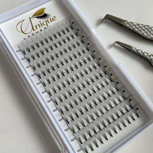 Extensions de cils professionnelles uniques 10D pré-fabriquées à tige courte, volume en éventail, en fibre PBT coréenne thermosoudée, véganes et sans cruauté animale - Product Image 5