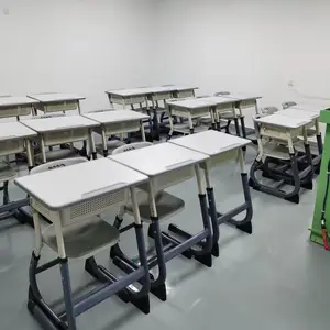 山丰学校家具C型双金属小学初中塑料学校课桌椅套装