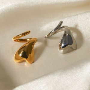 Heart Shaped <b>Open</b> <b>Ring</b> 18k Gold Stainless Steel For Women Gift Jewelry - Product Image 2