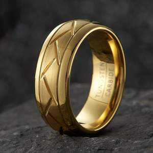 8mm Oro Negro Plata cúpula líneas mecánicas moda masculina joyería carburo de tungsteno anillos boda compromiso para hombres - Product Image 4