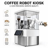 Kiosque à café robotisé à six axes avec machine à expresso commerciale, système de brassage robotique à haut rendement, usage commercial