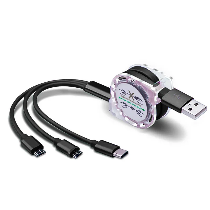 Versand bereit Schnelle Lieferung 3 in 1 USB-Schnell kabel Einziehbares USB-Ladekabel