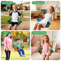 Siège de balançoire suspendu pour enfants Ropecube, cadre en alliage, tissu Oxford, cordes en polyester réglables, ceinture de sécurité pour garderie et maison