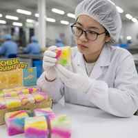 Jouet anti-stress souple et coloré en forme de fromage arc-en-ciel à remontée lente
