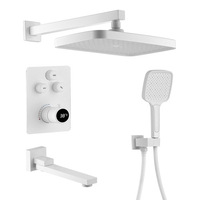 Ensemble de robinetterie de douche chromé à commande thermostatique avec pulvérisation pluie et inverseur, fixation murale, solution pour salle de bain - Vente chaude