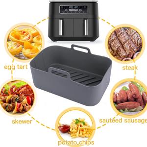 Revestimientos de freidora de aire de silicona reutilizables rectangulares antiadherentes sin BPA de alta calidad compatibles con <span class=keywords><strong>Ninja</strong></span> Dual platos para hornear <span class=keywords><strong>sartenes</strong></span> - Product Image 2