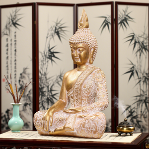 Decorazione per lo studio della casa di Buddha cinese Witt statuetta di Buddha di lusso con luce di Buddha con decorazione artigianale regalo di inaugurazione della casa - Product Image 4