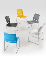 Vantervi Chaise de visiteur de style moderne Mobilier de conférence en plastique sans accoudoirs pour salle de réunion