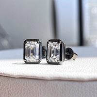 Boucles d'oreilles en diamant de laboratoire certifié IGI, taille émeraude 1 carat, couleur D, plaqué or 14k 18k, clous vintage pour femme, cadeau de mariage