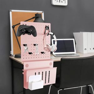 Porte-ordinateur portable <span class=keywords><strong>rose</strong></span> sous le <span class=keywords><strong>bureau</strong></span> avec crochets pour panneau perforé <span class=keywords><strong>Organisateur</strong></span> de <span class=keywords><strong>bureau</strong></span> réglable pour l'organisation suspendue pour le <span class=keywords><strong>bureau</strong></span> - Product Image 3