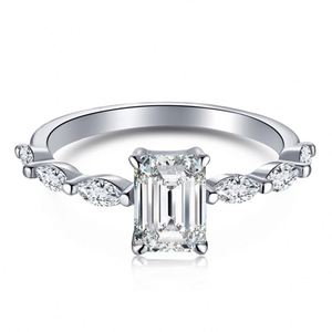Dylam <b>Smart</b> Jewelry Factory Sterling Silver 5A CZ Marquise Stone 1.0ct D VVS1 Moissanite Main Stone Wedding Engagement <b>Rings</b> - Product Image 1