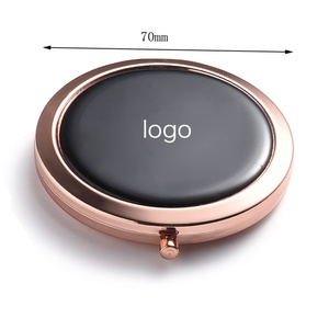 Promotion Elegant Black Color Portable UV Printing Dual <b>Side</b> Cosmetic <b>Mirror</b> - Product Image 2