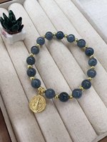 CH-LAT1110 Bracelet tendance en perles de coquillage rondes, bracelet en perles de cuivre rondes plaqué or, bracelet extensible, bijoux faits à la main, vente en gros