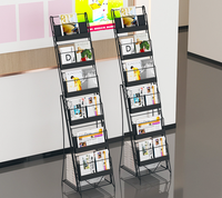 Présentoirs de sol métalliques sur mesure sans assemblage pour magazines, journaux et brochures, pour bibliothèques, bureaux et expositions