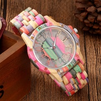 Montre en bambou naturel coloré, design unique, faite à la main, logo personnalisé, mouvement quartz japonais, montre en bois pour homme, Relojes De Madera
