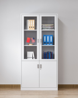 Armoire de rangement en métal durable avec portes doubles en verre pour le classement de documents de bureau