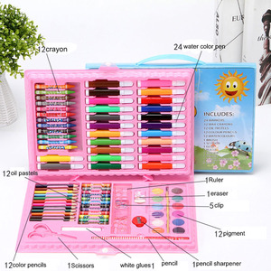 Set di Penne in PVC Promozionale con Scatola Regalo di Carta da Disegno Rossa e Blu, Set di Cancelleria da 86 Pezzi per Bambini, Ufficio e Scuola - Product Image 6