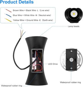 Lampe murale solaire LED à double température de couleur, angle de faisceau de 120°, étanche IP44, contrôle par capteur de lumière, 400 mAh AA, éclairage de jardin - Product Image 2
