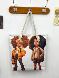 Bolsa Tote de Tecido Oxford Estampada com Padrão de Letras, Tamanho Padrão, 12oz, Reutilizável, Econômica, Sustentável, com Bolso com Zíper - Product Image 4
