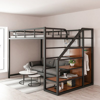Lit superposé moderne minimaliste en fer doré avec design à panneaux, cadre haut et bas pour petits appartements 210x40x165cm