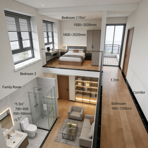 Conception d'architecture résidentielle africaine vernaculaire à deux étages pour maison moderne avec plan de l'étage à 4 chambres et garage décoré - Product Image 4