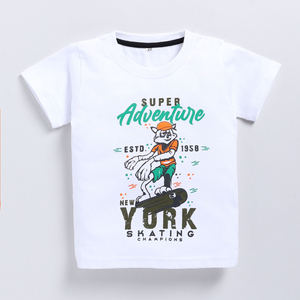 เสื้อยืดเด็กผู้ชายผ้าฝ้ายแท้พิมพ์ลายผ้าระบายอากาศได้ดีพร้อมลายพิมพ์สเก็ตสุดเท่สวมใส่สบายทุกวัน - Product Image 1