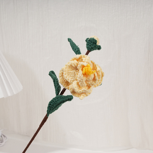 Handmade duy nhất <span class=keywords><strong>Camellia</strong></span> Crochet hoa dệt đan tự làm quà tặng handmade hoa trà nhân tạo - Product Image 3